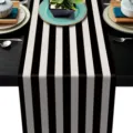 Chemin de table rayé noir et blanc moderne, linge de table minimaliste pour décoration de maison - 33X180cm / Rayures Verticales
