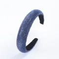 Serre-tete strass bleu scintillant cristal bandeau cheveux elegant large accessoire femme - Bleu