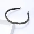 Serre-tête tressé perles gris foncé accessoire cheveux cristal élégant pour femme mode chic - Gris