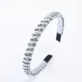 Korean style thin pearl headband handmade beaded minimalist hair hoop for women daily wear - Silver + White