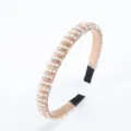 Chic beaded pearl headband for women, elegant crystal hair hoop for daily fashion styling. - Champagne And White