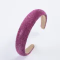 Serre-tête rembourré en strass fuchsia, bandeau cheveux cristal scintillant pour femmes. - Rose rouge
