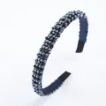 Handmade beaded crystal headband elegant hair hoop for women daily fashion style and face washing. - Navy Blue