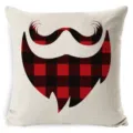 Housse de coussin en lin Père Noël à carreaux de buffle de Noël pour décoration de canapé. - Style 21