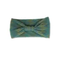 Donna plissettato elastico fascia largo yoga sport capelli elegante fiocco metallico oro - Blu lago