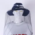 Damen Sommer Outdoor Anti-Moskito Sonnenhut atmungsaktive breite Krempe Netz Fischerhut - Einheitsgröße / Marineblau (Abnehmbares Schutznetz mit winddichter Kordel)