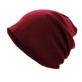 Bonnet slouchy bordeaux en coton pur, bonnet de nuit fin et respirant pour femme élégante. - Taille unique / Bordeaux