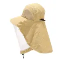 Detailansicht des beige Outdoor-Sonnenhuts mit Moskitonetz und breiter Krempe zum Angeln. - Einheitsgröße / Khaki