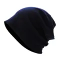 Bonnet slouchy pour femme en pur coton, ultra-mince simple couche chapeau de sommeil respirant. - Taille unique / Bleu marine