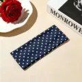 Cerchietto con pois blu navy stile coreano, accessorio per capelli in tessuto morbido. - Pois Blu Notte
