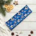 Vista dettagliata della fascia sportiva elastica da calcio con un elegante motivo a pallone. - Fascia da Calcio (FA013) / Blu