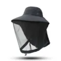 Schwarzer Mesh-Sonnenhut mit Gesichtsnetz für Outdoor-Wandern, Angeln und UV-Schutz. - Einheitsgröße / Schwarz