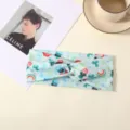 Fascia per Capelli Sportiva Yoga Elastica Incrociata Stampa Trifoglio Irlandese San Patrizio - Stile Trifoglio Arcobaleno Azzurro (FA-05)