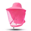 Sommer Outdoor Sonnenhut mit Moskitonetz Schleier, breite Krempe UV Schutz Angeln Kappe rosa. - Einheitsgröße / Fuchsia