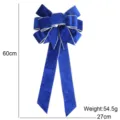 Blauer Samt Weihnachtsschleife mit Silberrand, 60cm große Weihnachtsbaum Hängedekoration. - Schleife / 60cmx27cm / Blau