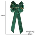 Gruener Samt Weihnachts-Schleife mit Goldrand fuer Weihnachtsbaum Dekoration 60cm - Schleife / 60cmx27cm / Grün