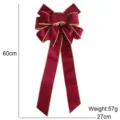 Rote Samt Weihnachtsschleife mit Goldrand Großer Weihnachtsbaum Hängeornament 60cm - Schleife / 60cmx27cm / Burgunderrot