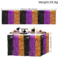 Halloween metallic tinsel table skirt fringe for party dining table decor black purple orange - Wavy Fringe Table Skirt / 275x75cm Pack / Shiny Black Purple Orange