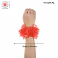 Rotes Stern Lametta Armband Party Handgelenk Deko Neon Leuchtend 15cm Leichtgewicht - Handgelenk-Corsage / Neon Rot