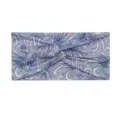 Fascia per capelli incrociata elastica paisley blu e bianca, morbida fascia sport yoga. - Celeste
