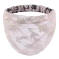 Fascia per capelli larga in pizzo rosa con motivo floreale metallizzato argento, accessorio chic. - Rosa chiaro