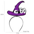 Serre-tête chapeau de sorcière Halloween pailleté avec crâne et texte boo pour fête - Style chapeau de sorcière violet BOO