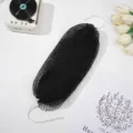 Esponja de baño de red africana larga negra exfoliante corporal con cordones blancos. - Toalla exfoliante de malla negra