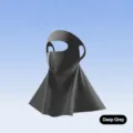 Ice silk sun protection face mask with neck cover, breathable cooling uv blocking shield. - Dark Gray