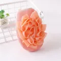 Double-sided bath sponge and mesh puff 2-in-1 exfoliating shower body scrubber for home use. - Pink