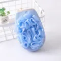 Blue double-sided bath towel and bath sponge 2-in-1 household body scrubber tool for daily shower. - Blue