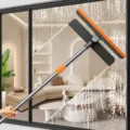 Three-in-one window cleaning squeegee with extendable pole for household glass and screens. - Retractable Style 120cm Long
