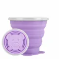Portable purple silicone collapsible travel cup, flexible and durable outdoor drinkware. - 270 ml / Purple