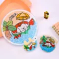 Cute cartoon dog summer watermelon folding fan with storage pouch, portable student mini fan. - Watermelon