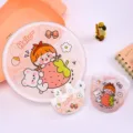 Cute cartoon folding fan set with storage pouch and rabbit handle for daily student use - No Berry Troubles