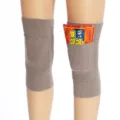 Thermal knee sleeves with pockets for warm patches, soft fleece fabric for winter joint warmth. - One Size / Gray