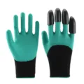 Garden claw gloves with waterproof latex coating and durable ABS plastic fingertips for digging. - Right Hand 4 Claws / Green