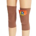 German velvet thermal knee pads with pocket for winter joint warmth and cold protection. - One Size / Tan