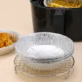 Round disposable aluminum foil tray for air fryer, thick baking paper bowl, 16cm diameter. - 6 Inch Deep Plates (10 Pack)