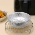 Round disposable aluminum foil baking pans for air fryer, 7 inch thick oil-proof food tray. - 7 Inch Deep Plates (10 Pack)
