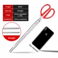 Long stainless steel fishing scissor clamp with red handle for catching eels and crabs securely. - Straight Mouth - 38cm / Stainless Steel