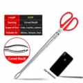 Long stainless steel crab and lobster tong with red handle, bent mouth fishing tool 52cm - Bent Mouth - 52cm / Stainless Steel