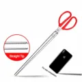 Long stainless steel eel and lobster grabber tool with red handle, 52cm straight jaw design. - Straight Mouth - 52cm / Stainless Steel