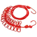 Portable travel clothesline with clips red retractable outdoor laundry rope for hotel balcony - 1.8M 12 Clips / Red