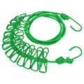 Portable travel clothesline with clips, green elastic outdoor laundry line for home hotel use. - 1.8M 12 Clips / Green