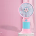 Portable handheld mini USB fan rechargeable desktop silent cooling fan for office and dorm - Pink [Flower - Rechargeable Model]