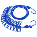 Portable travel elastic clothesline with clips and hooks for outdoor and indoor use. - 1.8M 12 Clips / Blue