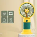 Portable handheld USB fan, mini rechargeable desktop cooling fan with cute flower design variant. - Yellow [Flower - Rechargeable Model]