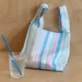 Mini foldable striped shopping bag, waterproof eco-friendly portable tote bag for daily use. - Sea Salt & Pomelo
