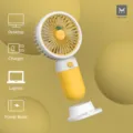 Mini ventilatore portatile USB ricaricabile con design ad ananas e base di supporto - Giallo [Ananas - Modello ricaricabile]