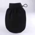 Guante de baño exfoliante negro con muñeca elástica y lazo para limpieza profunda de la piel. - Negro